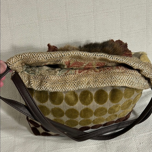 Unique Handmade Multi-Color Fur Accent Shoulder Bag - Picture 4 of 8